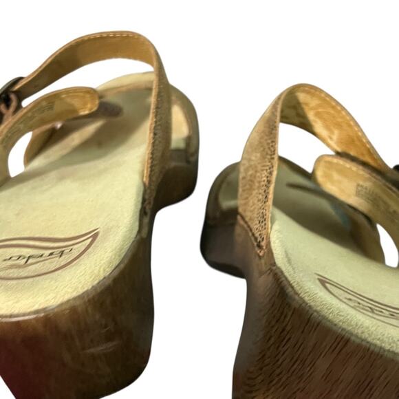 Dansko Sophie Sandals 9.5 Wedge Leather Clogs 40 Iridescent Neutral Boho Wedges - Picture 14 of 16
